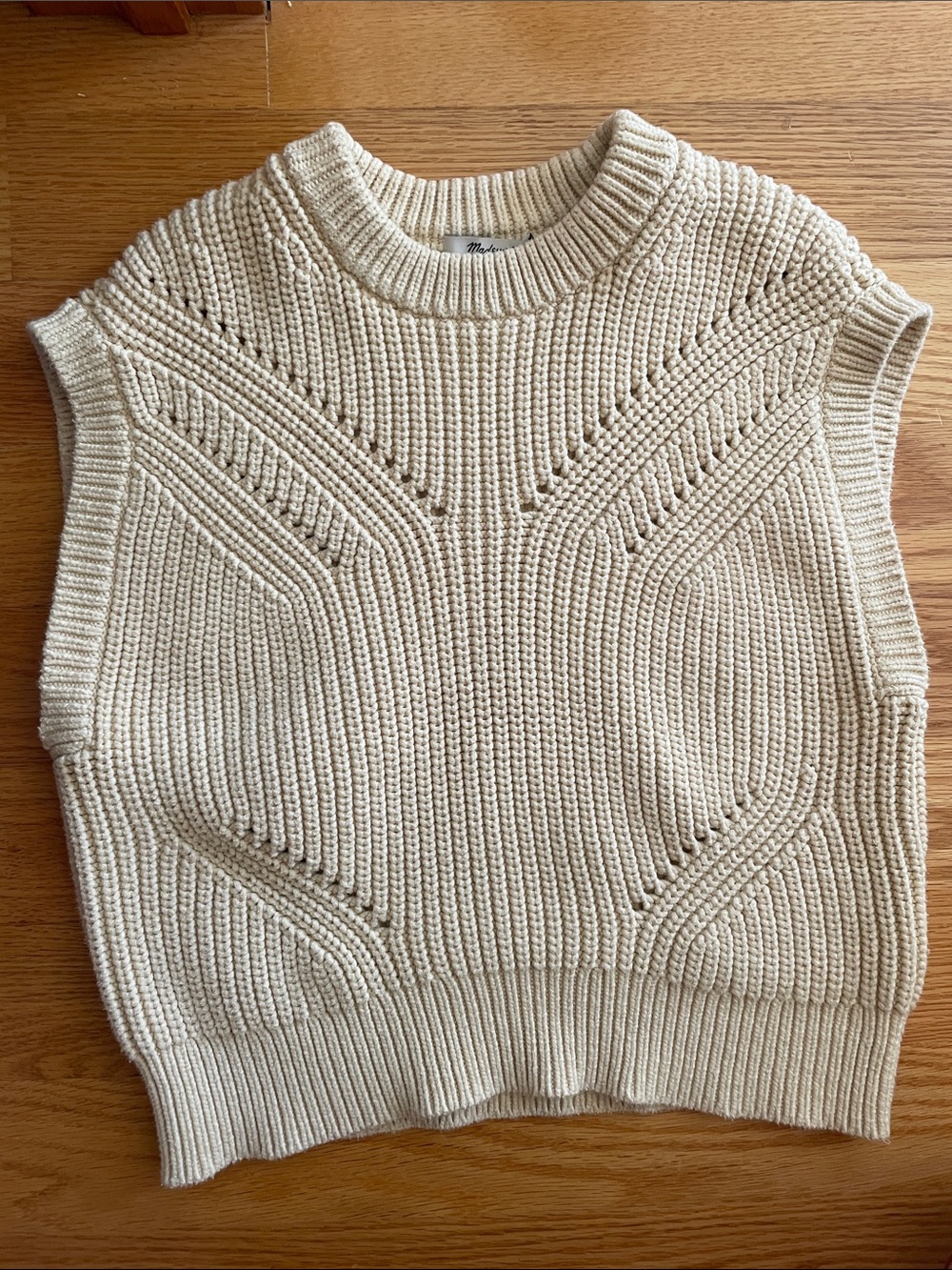 Madewell Cream Knit Sleeveless V-Neck Sweater Vest